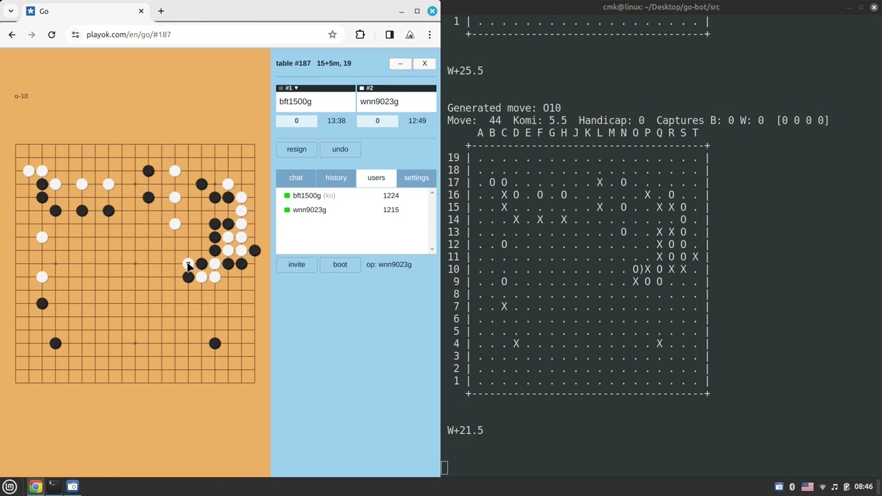 Neural Network powered Go engine automated Online Play at playok.com