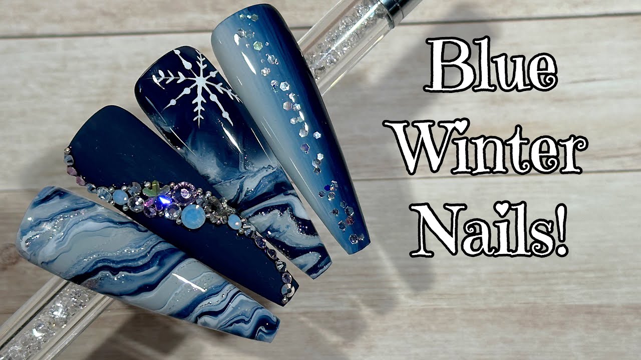 Blue Winter Nails | Madam Glam | Nail Sugar | Crystal Parade
