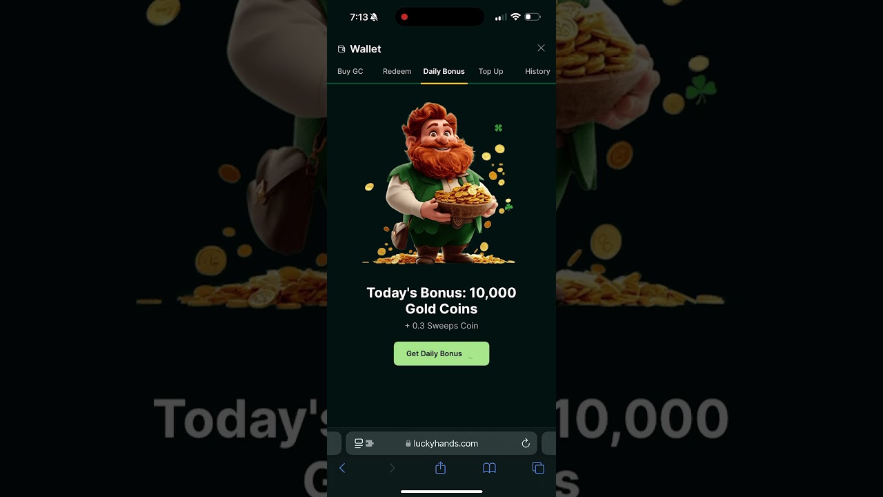 How to collect the Daily Login Bonus at Lucky Hands Casino
