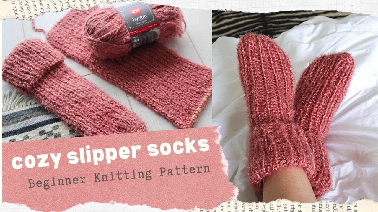 Cozy Slipper Socks - Beginner Knitting Pattern \ Two needle flat socks!