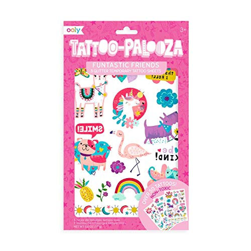 OOLY Tattoo Palooza Over Safe Non Toxic Temporary Tattoos for Kids, Fake Tattoos as Party Favors for kids , Goodie Bag Stuffers for Birthday Party Supplies [Funtastic Friends]