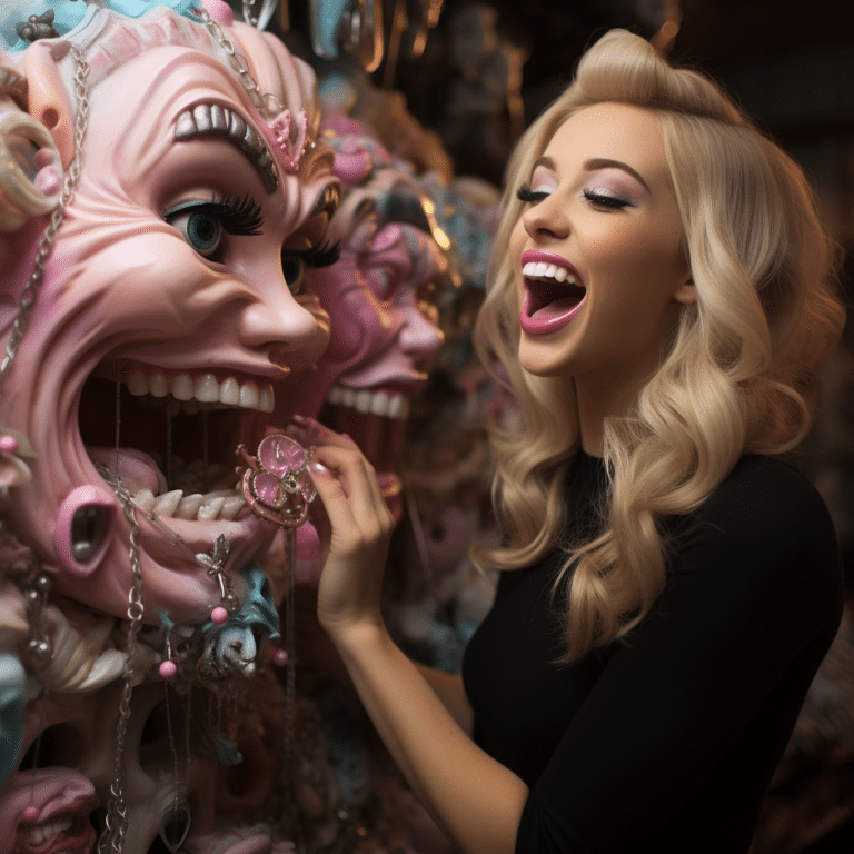 real barbie models foaming mouth smiling
