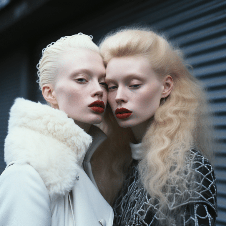 female albino supermodels kissing