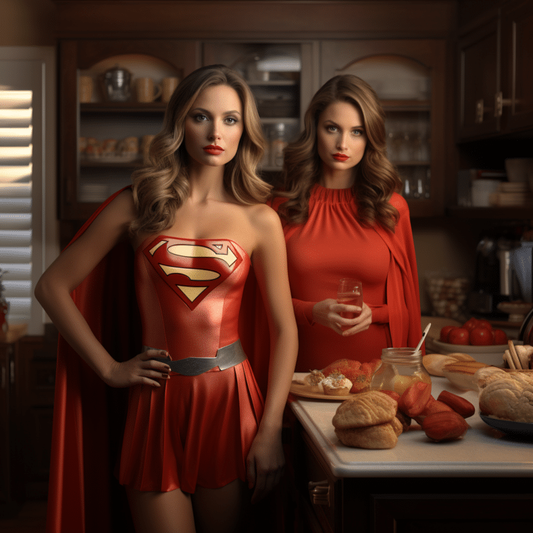 supermodels in kitchen