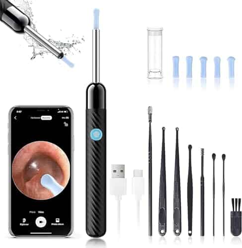 Ear Wax Removal Earwax Remover Tool with Pcs Ear Set Ear Cleaner with Camera Earwax Removal Kit with Light Ear Camera with Ear Spoon Ear Cleaner for iOS & Android (B