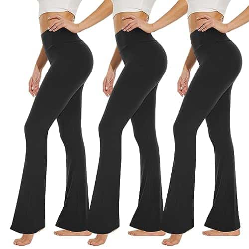 Syrinx Flare Leggings for Women Soft Compression High Waisted Bootcut Yoga Pants with Tummy Control and Wide Leg for Workout