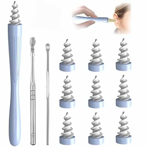 in Ear Wax Removal Tool, Q Grips Ear Wax Remover Reusable and Washable Replacement Soft Silicone Tips for Deep Cleaner Earwax, Ear Wax Removal Kit Contains Types of Ear Cleane