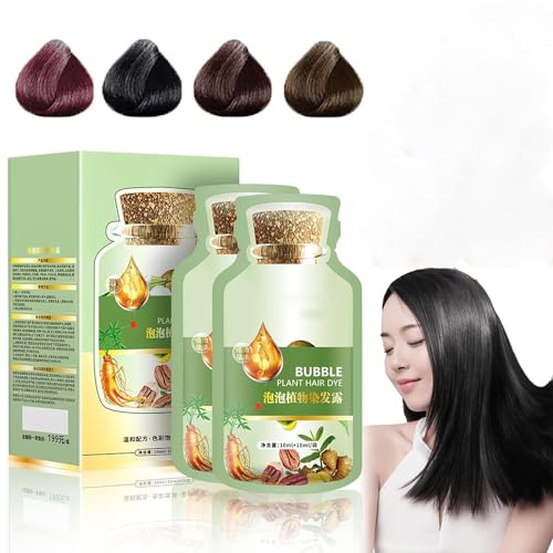Natural Plant Hair DyeBlack Hair Dye New Botanical Bubble Hair Dye ml packsBoxPure Plant Extract For Grey Hair Color Bubble Dye, Hair Color For Gray Hair Coverage. (Natural Bl