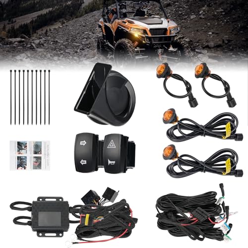 KEMIMOTO UTV Turn Signal Kit with Horn, Pre Wired, Plug and Play UTV ATV Blinker with Rocker Switch, Hazard Light, Universal Street Legal Kit Compatible with Polaris, Can Am,