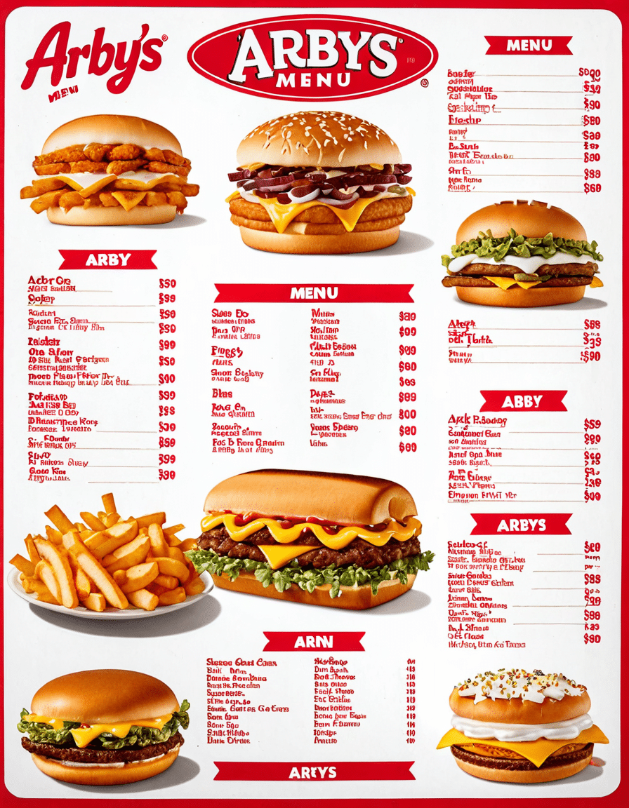 arbys menu with pictures and prices