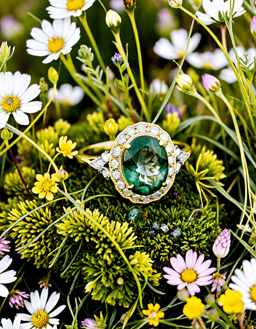 moss agate engagement ring